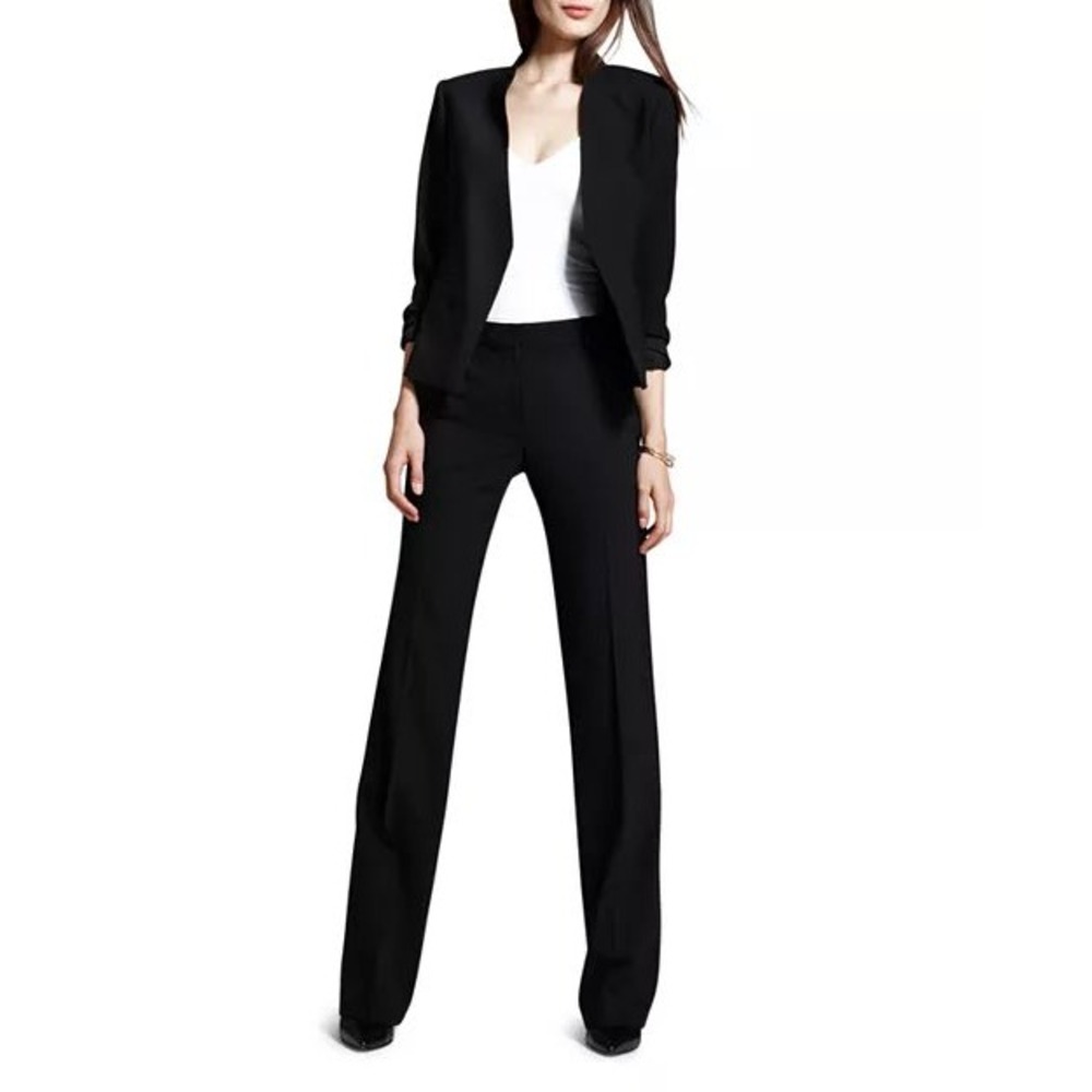 NWT Theory Emery Black Tailor Wide Leg Trousers Pants Size 00 Career Office $245